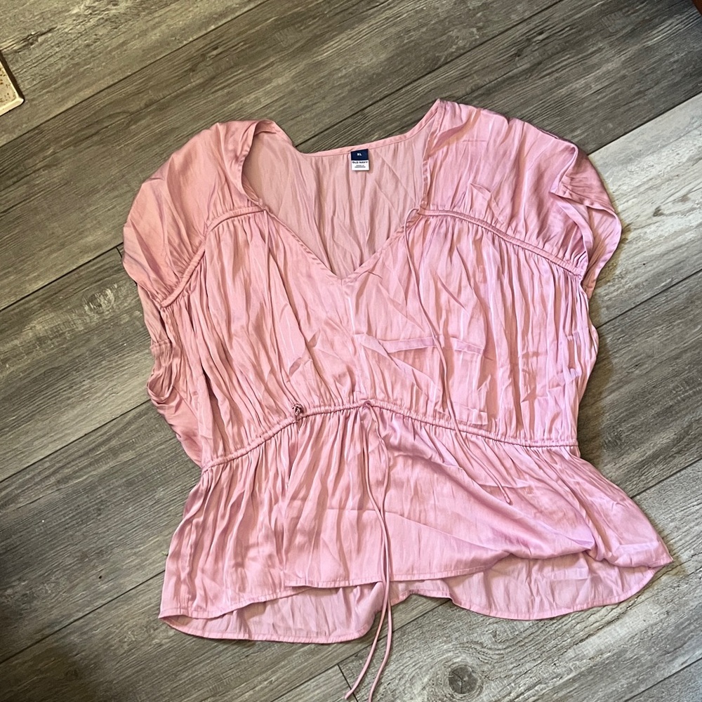 Old Navy Pink V-Neck Peplum Blouse